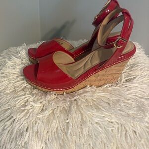Chinese Laundry  Patent Red Wedge Sandals
